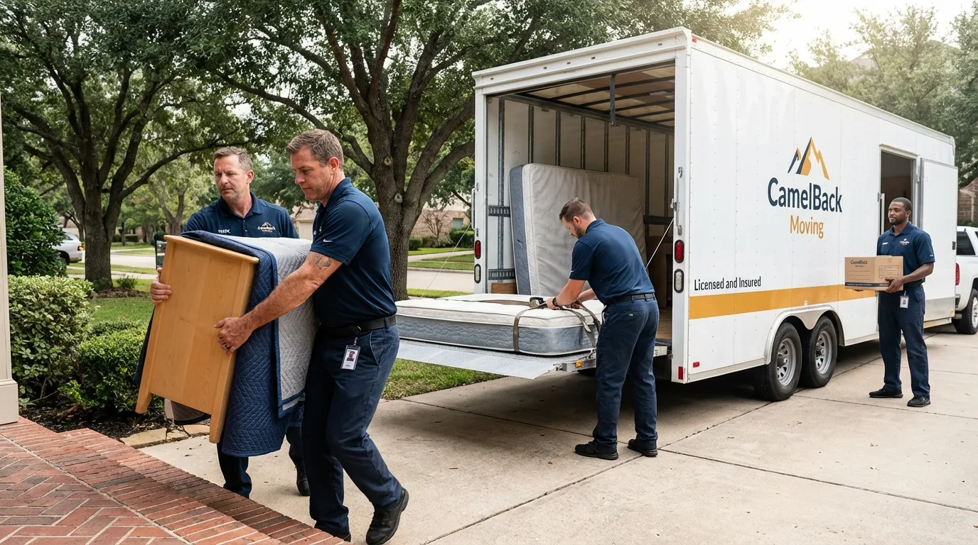 Crew loading residential truck for cross-state move from Washington Court House, OH