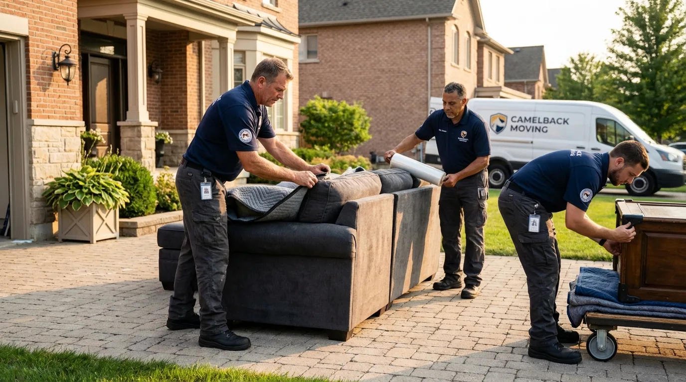 Large estate moving crew wrapping furniture in Washington Court House, OH