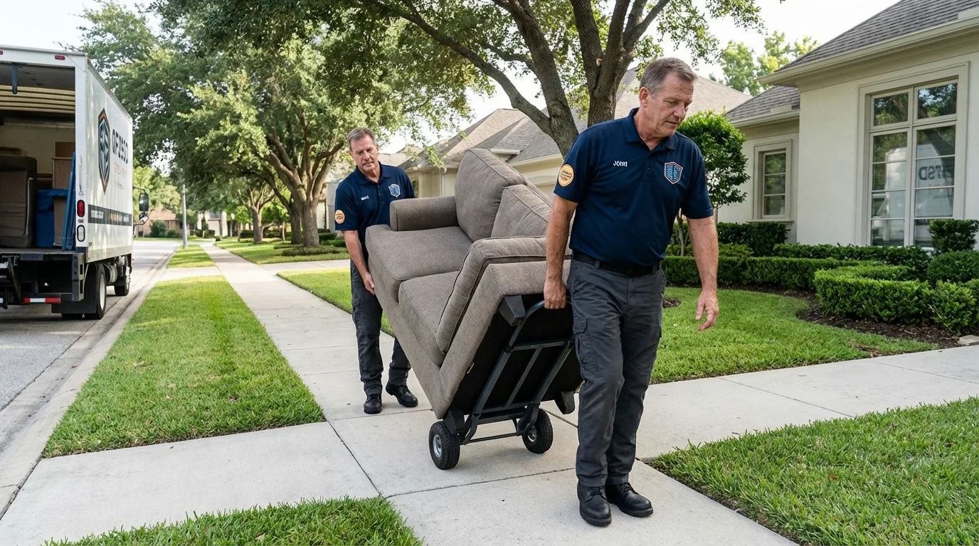 Local residential moving crew loading furniture in Washington Court House, OH
