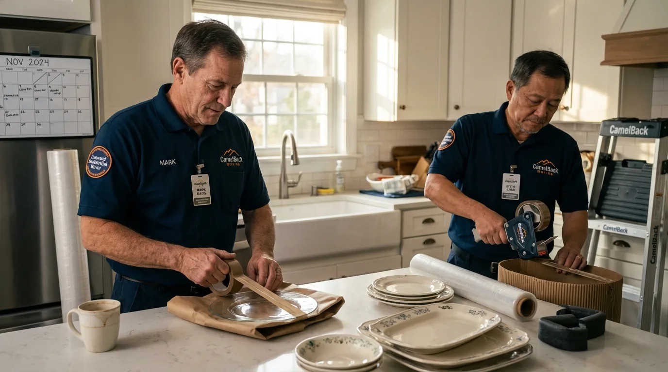 Professional crew packing kitchen dishware in Washington Court House, OH